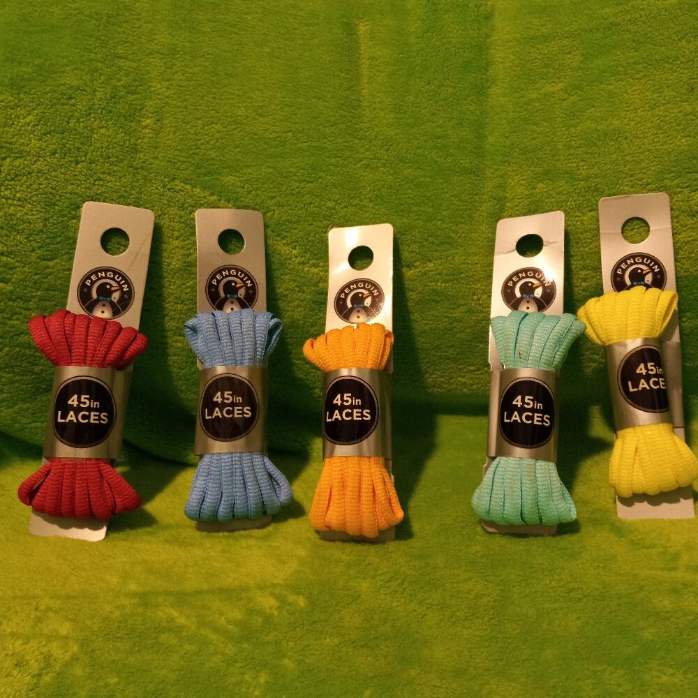 5 New Penguin Fashion/Style Shoe Laces Different Colors 45"